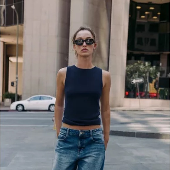 Zara Black Ribbed Tank Top - Picture 8 of 8